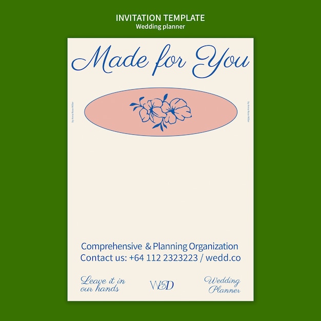 Modello di invito per wedding planner disegnato a mano