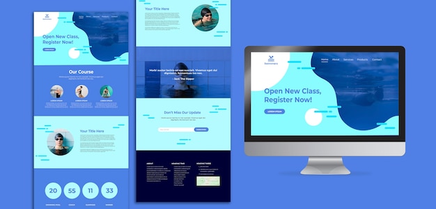Modello di landing page per il nuoto