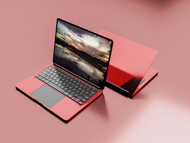 Modello di laptop speciale di colore rosso