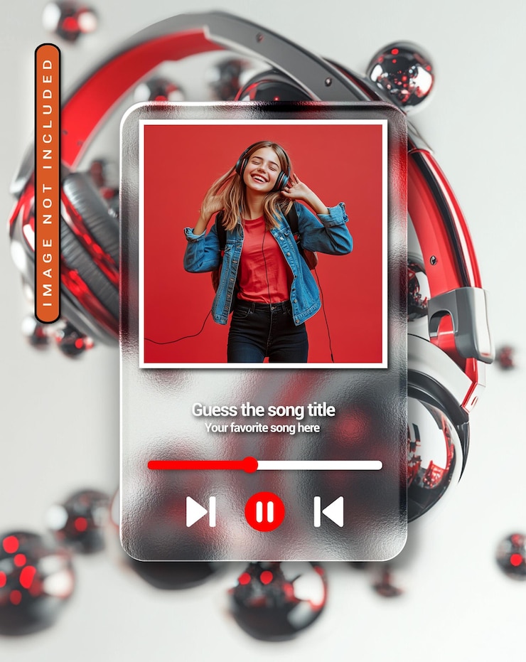 PSD modello di lettore musicale a interfaccia 3d in vetro