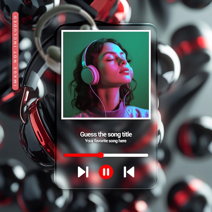 PSD modello di lettore musicale a interfaccia 3d in vetro