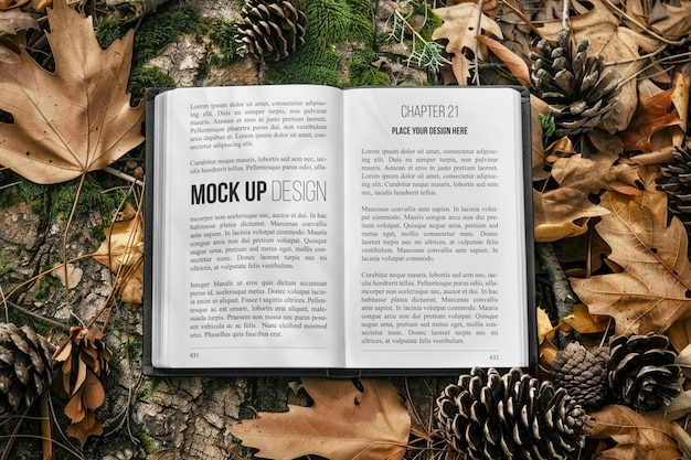 Modello di libro con elementi naturali