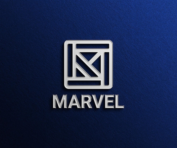 PSD modello di logo 3d su sfondo blu