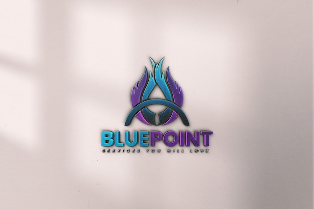 Modello di logo 3D sulla parete bianca