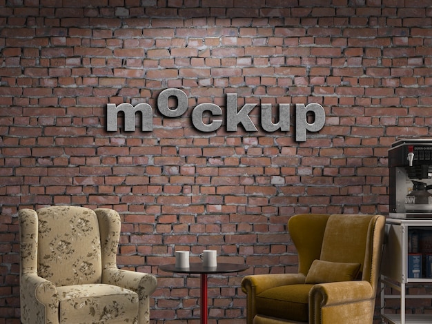Modello di logo elegante su un muro di cemento