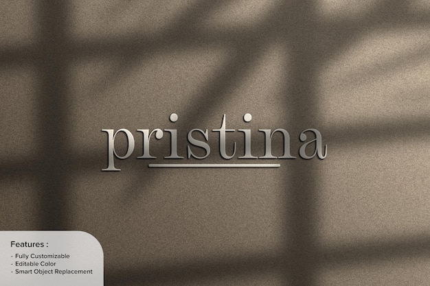 Modello di logo in rilievo con effetti di luce e ombra perfetto per i disegni di marca minimalisti puliti