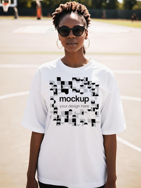 Modello di maglietta bianca per la presentazione di merch estetica unisex