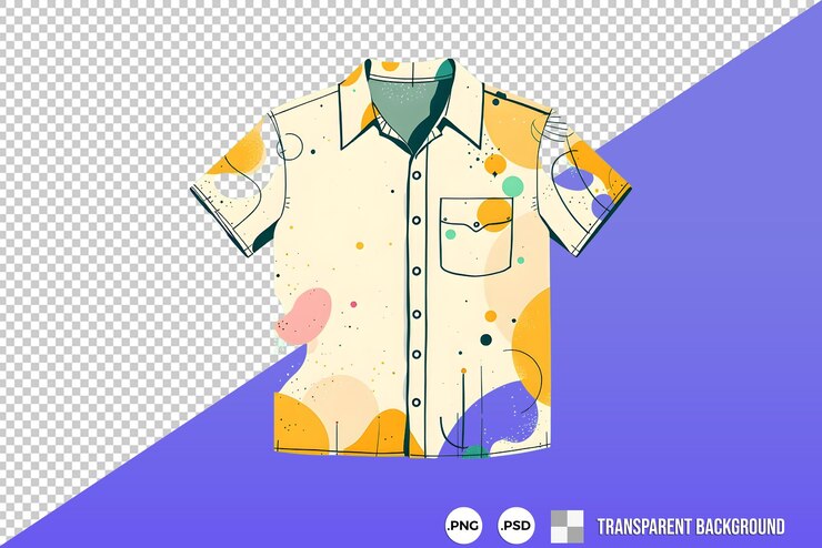 PSD modello di maglietta con un disegno astratto colorato su uno sfondo trasparente