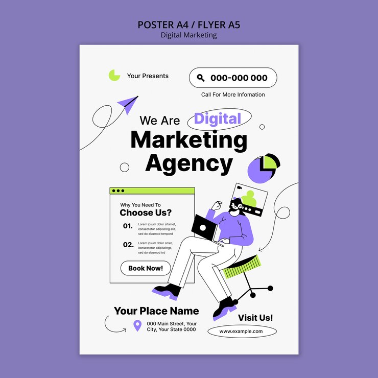 PSD modello di marketing digitale design piatto