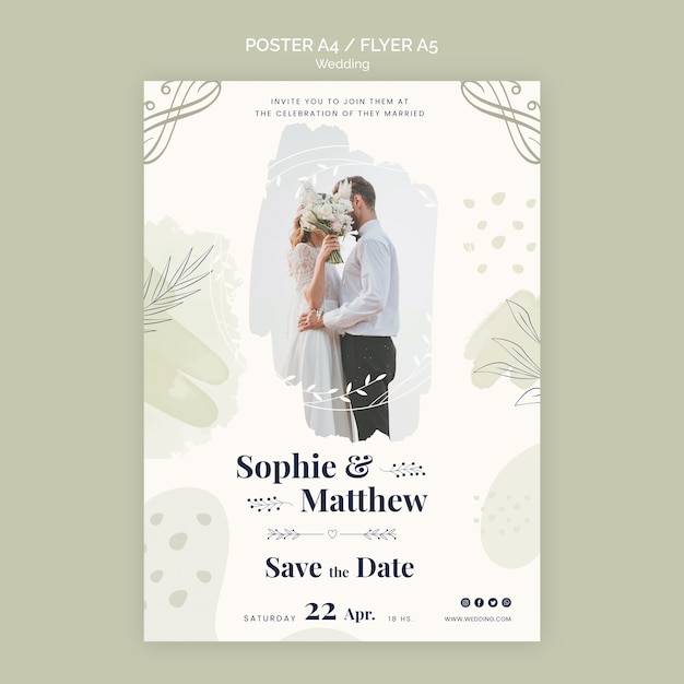 Modello di matrimonio design piatto