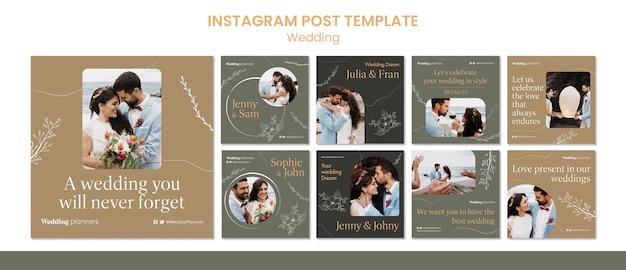 Modello di matrimonio design piatto