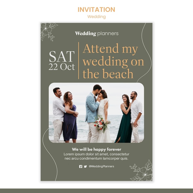 Modello di matrimonio design piatto