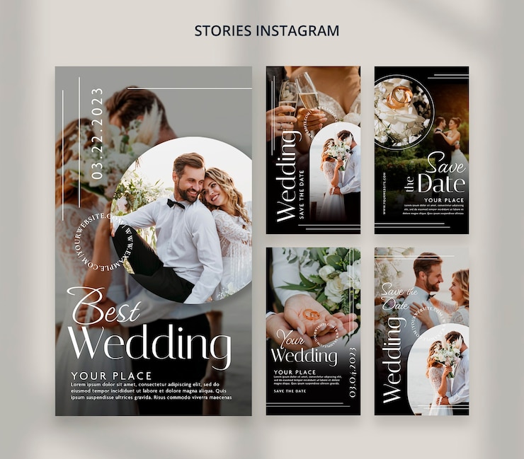 PSD modello di matrimonio design piatto