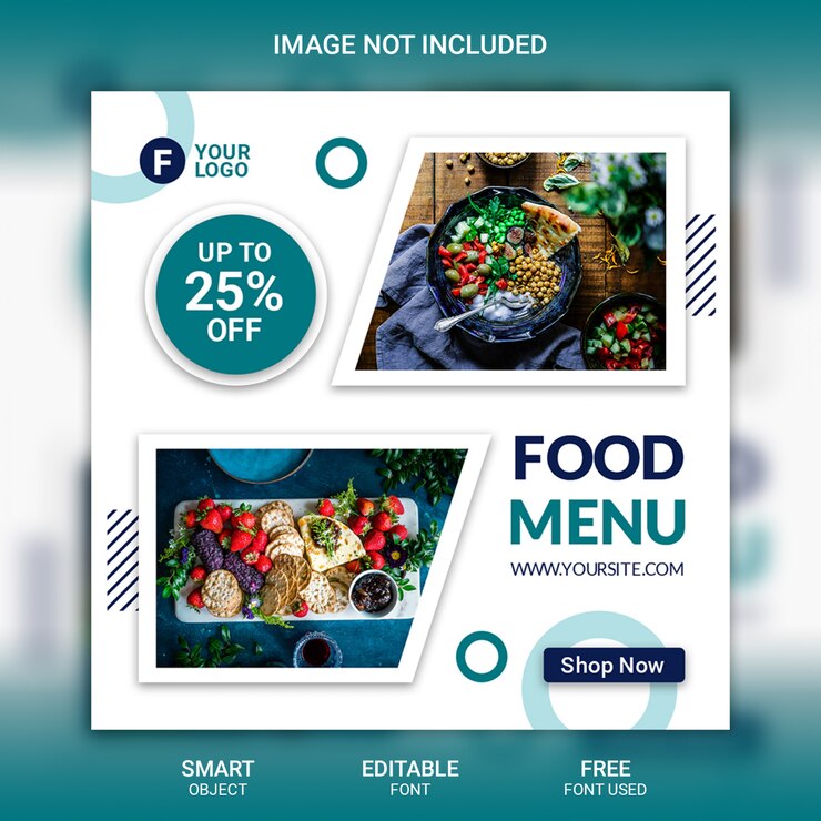 PSD modello di menu alimentare post di instagram
