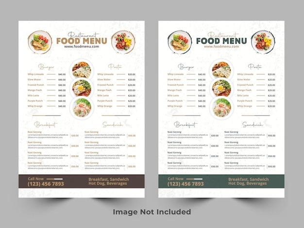 Modello di menu alimentare