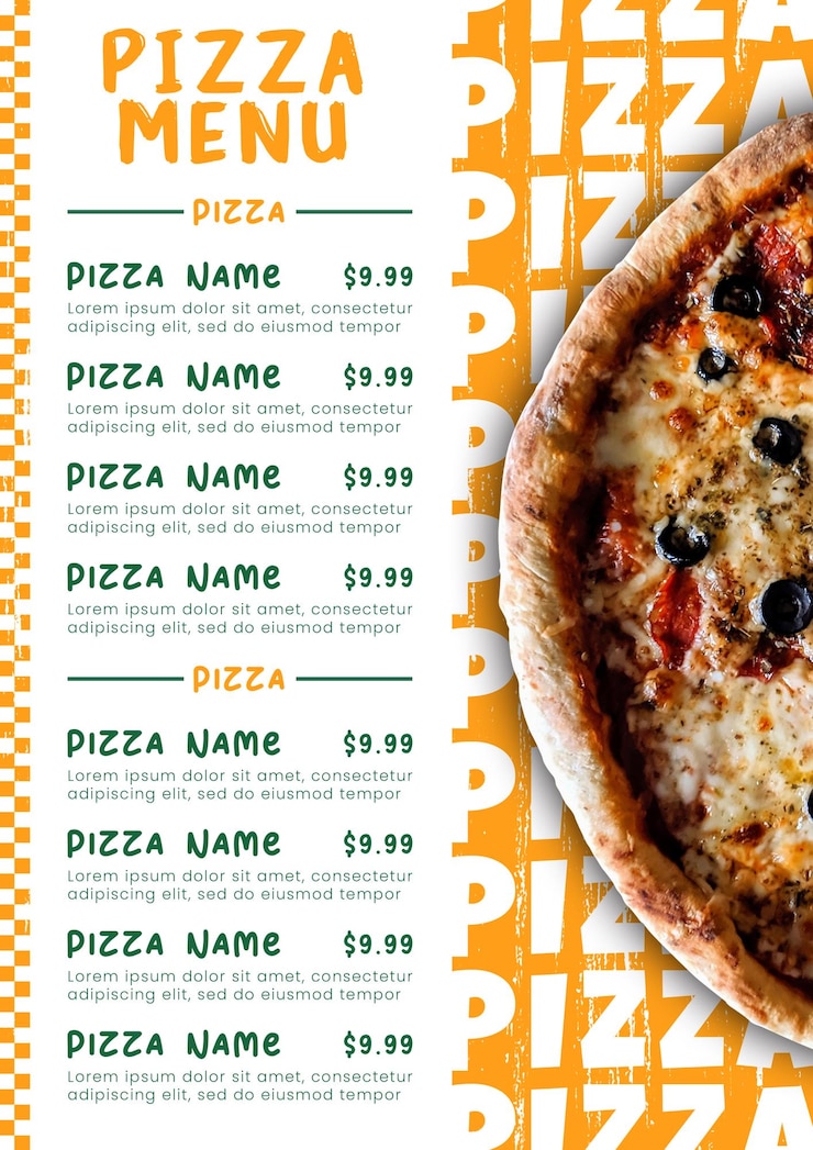 PSD modello di menu della pizza psd per i social media dei ristoranti