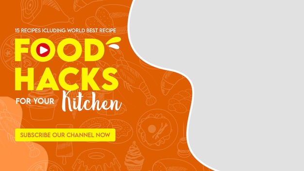Modello di miniatura di Food Receipe Youtube e modello di banner web Food Receive