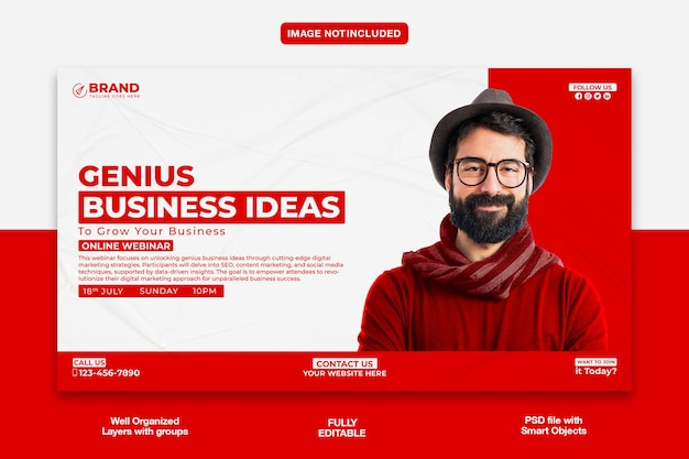 Modello di miniatura o banner web di YouTube per il marketing digitale