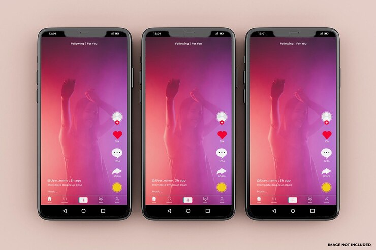 Modello di mockup dell'interfaccia mobile di Tiktok
