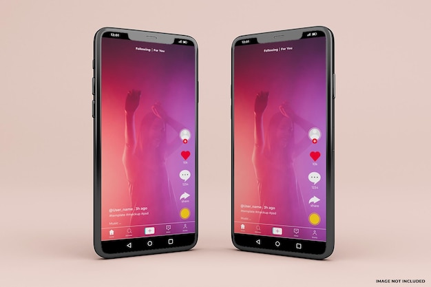 Modello di mockup dell'interfaccia mobile di Tiktok