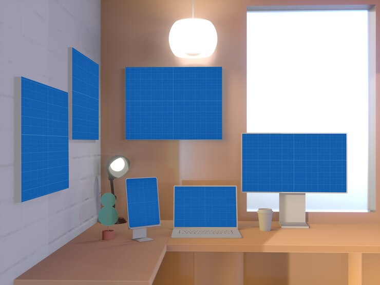 PSD modello di mockup della scrivania