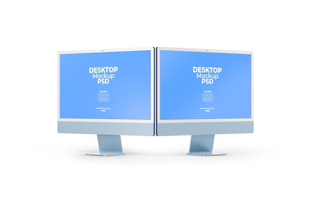Modello di mockup dello schermo del monitor desktop imac con sfondo modificabile PSD