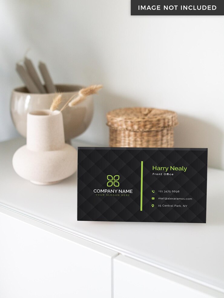 Modello di mockup di biglietto da visita di colore nero e verde