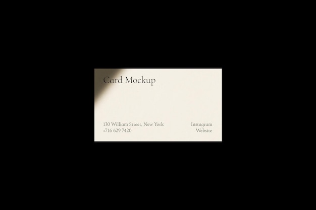 Modello di mockup di biglietto da visita PSD con creatore di scene di cancelleria nera minimalista estetica ombra