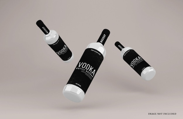 Modello di mockup di bottiglia di alcol in vetro realistico