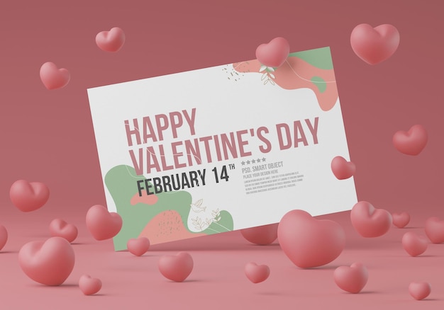 Modello di mockup di cartoline di San Valentino