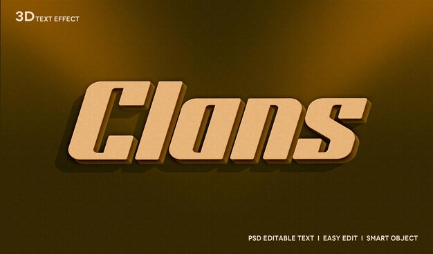 Modello di mockup di effetti di testo 3d di clan