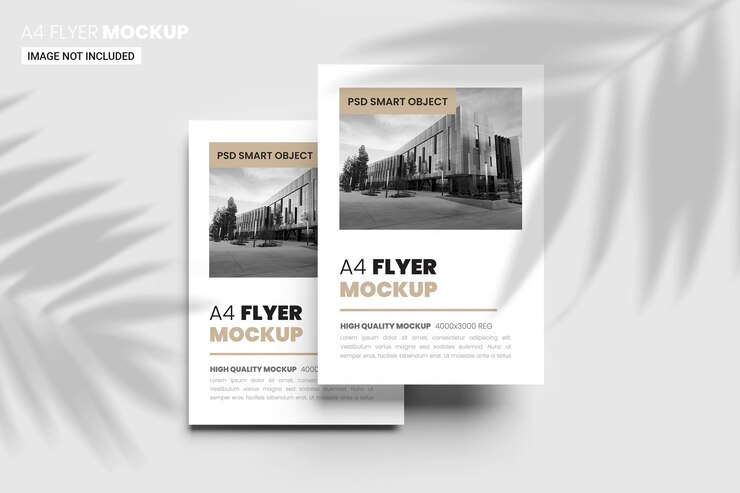 Modello di mockup di volantino A4 nel rendering 3d