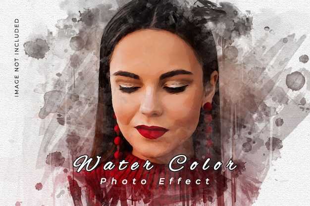 Modello di mockup effetto foto pennello spruzzata acquerello artistico colorato