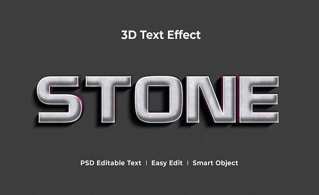 modello di mockup effetto testo 3d in pietra