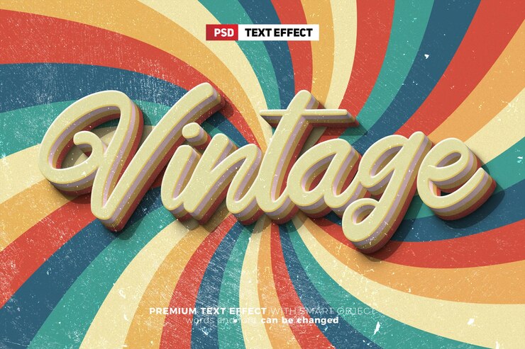 Modello di mockup effetto testo modificabile vintage retrò vecchio stile