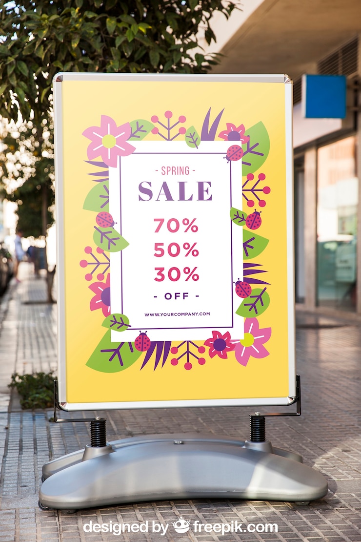 PSD modello di mockup floreale mupi