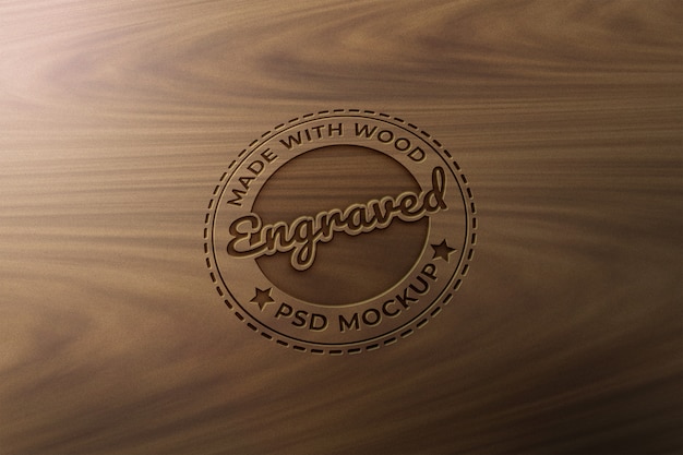 Modello di mockup in legno inciso