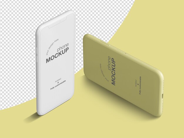 Modello di mockup telefoni isometrici puliti