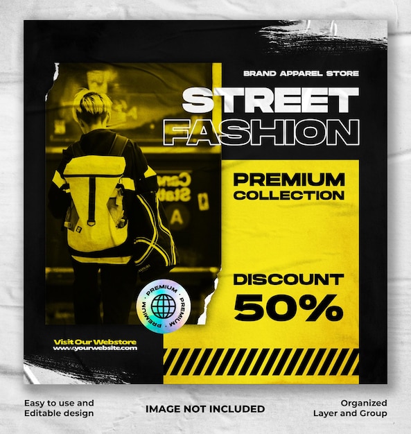 Modello di moda streetwear post sui social media