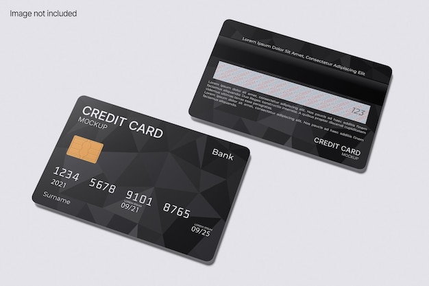 Modello di modellazione di carta di credito con sfondo grigio