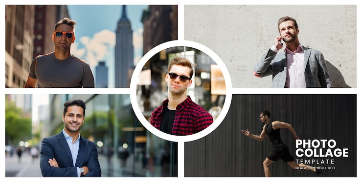 PSD modello di modellazione di collage fotografico