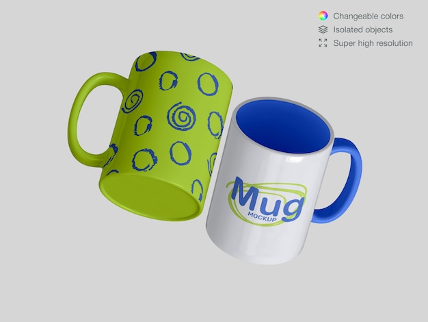 Modello di modello classico galleggiante due tazze in ceramica