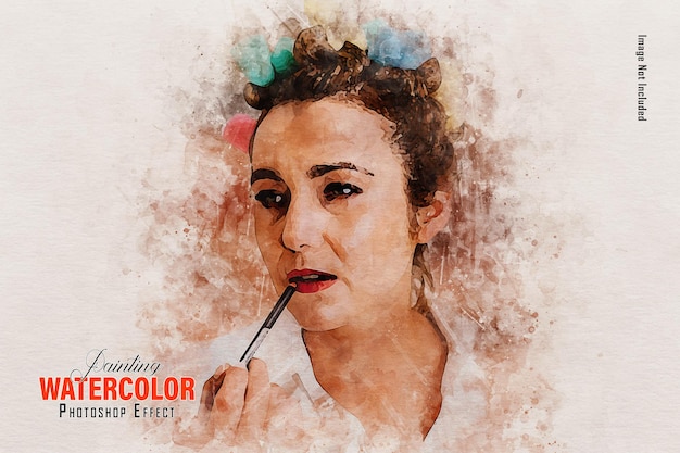 Modello di modello di effetto fotografico a pennello ad acquerello