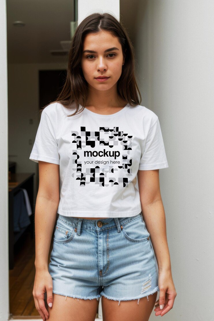 Modello di modello di maglietta unisex con branding e estetica del merchandising