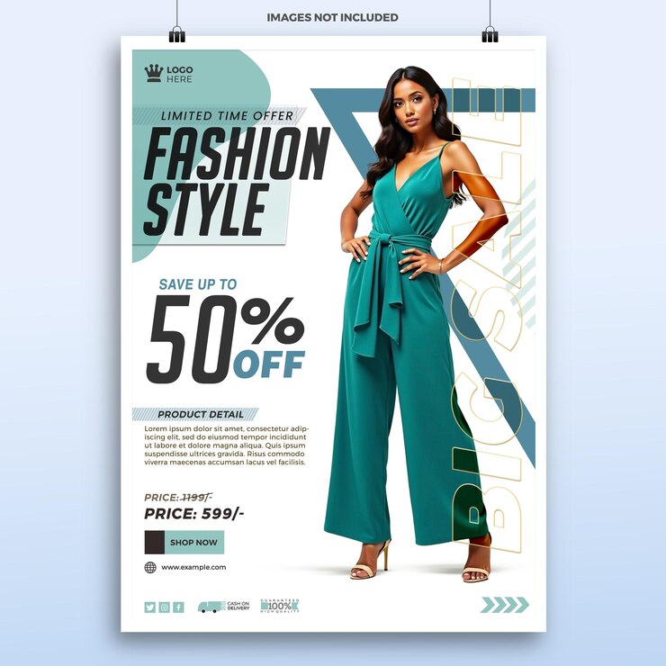 Modello di modello di volantino per la promozione della vendita di stili di moda