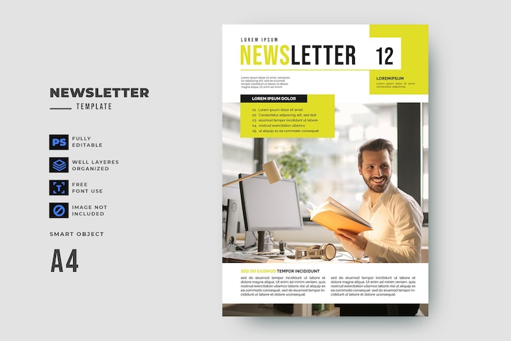 PSD modello di newsletter aziendale