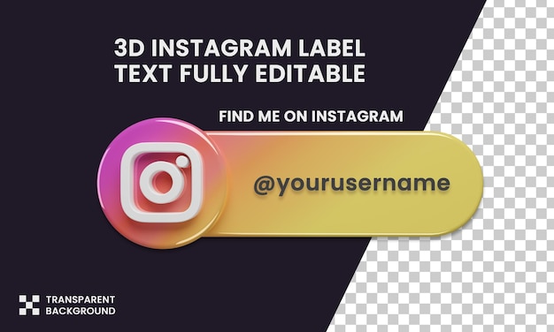 Modello di nome utente Instagram nel rendering 3d