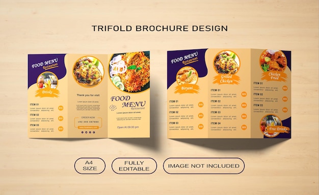 modello di opuscolo per il menu alimentare