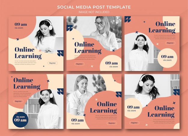 Modello di pacchetto di post di Instagram per l'apprendimento online