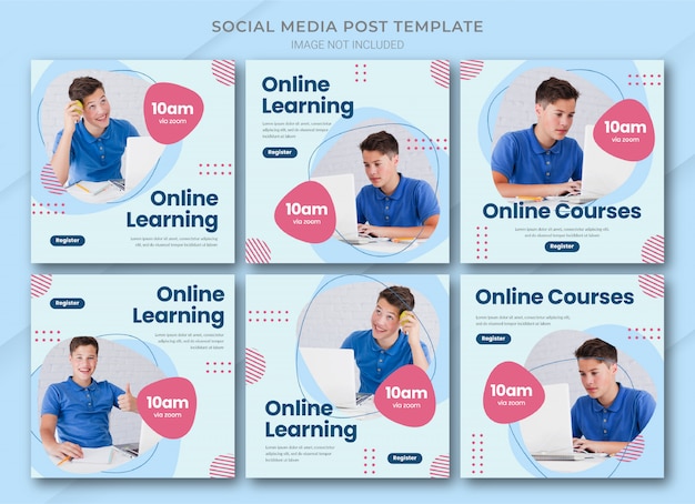 Modello di pacchetto di post di Instagram per l'apprendimento online